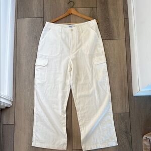 White Linen Cargo Pants size 12